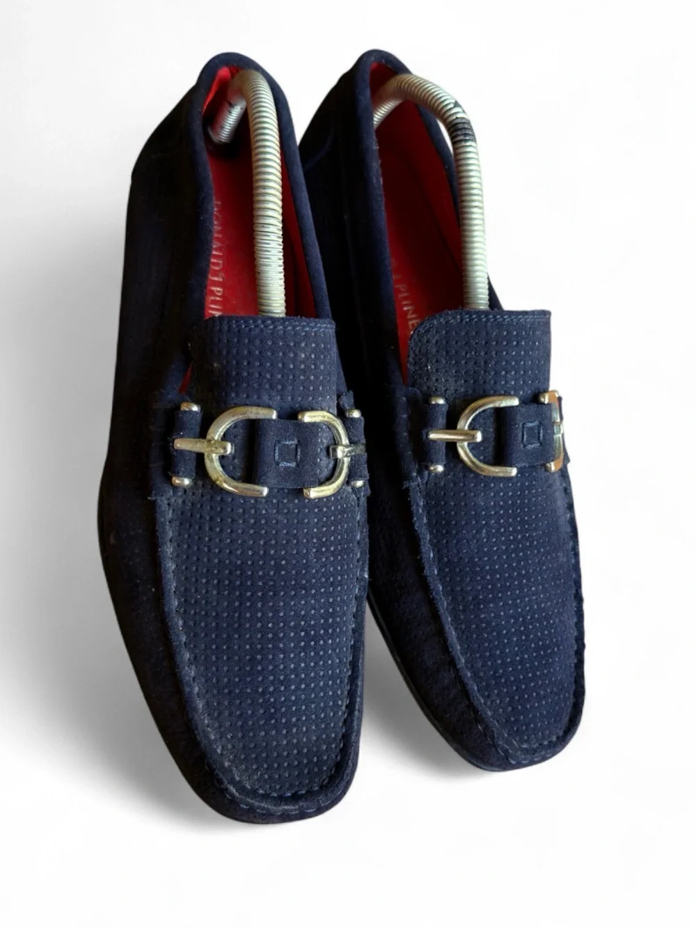 Donald J Pliner Dacio Loafers Size 9 Navy Blue Suede Horsebit Driving Shoes